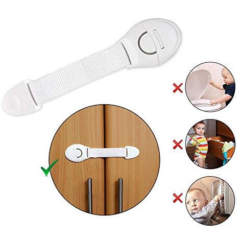 Safe-O-Kid - 12 - Extra Flexible Fabric, One Side Open Long Multi-Purpose Child Safety Lock - White
