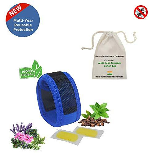 Safe-O-Kid - Anti Mosquito Multi Year Reusable Band with 2 Refills and 6 Anti Mosquito Patches- Highly Effective Bands (Size Pack of 1)