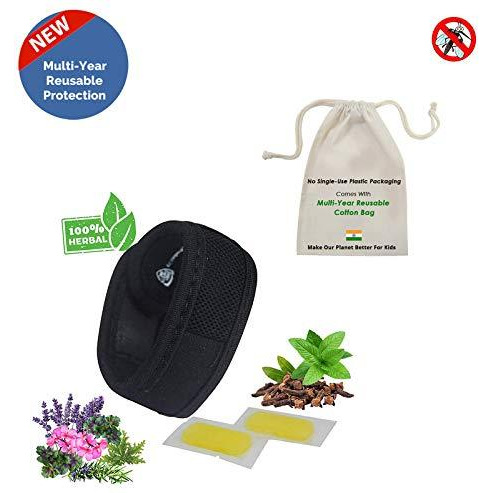 Safe-O-Kid - Mosquito Repellent Reusable Band -Very Very Soft Specially for Kids- with 2 Refills and 6 Anti Mosquito Patches- Highly Effective Bands (Size Pack of 1)