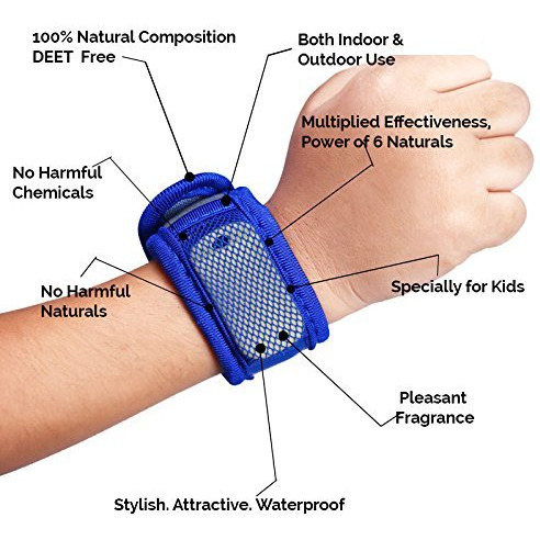 Safe-O-Kid Pack of 3 Blue & Pink & White Colour Mosquito Repellent Band with 6 Refills and 6 Anti Mosquito Patches- Highly Effective Bands by SafeOMos (Size Pack of 3)