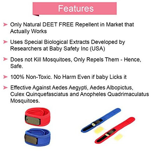 Safe-O-Kid Baby Safety Inc - Pack of 2 - Reusable Comfortable Multicolor Fabric Mosquito Repellant Band