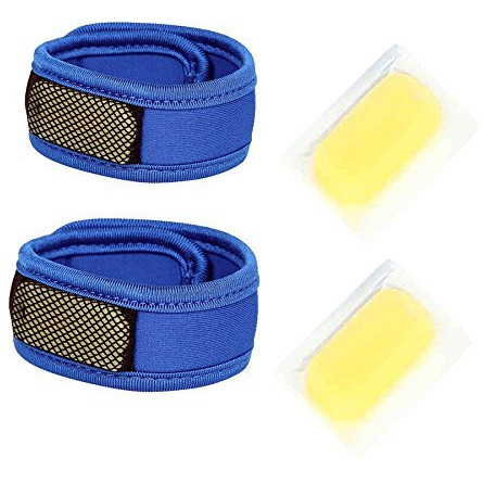 Baby Safety Inc - Pack of 2 - Reusable Comfortable Multicolor Fabric Mosquito Repellant Band - Blue