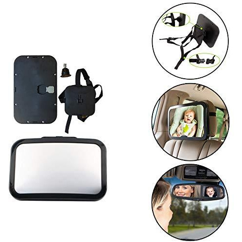 Safe-O-Kid 2 Car Rear View Mirrors - Rear Facing Car Seat Large 360 Degree Rotational View Pack of 2 (Black) (Size Pack of 2)