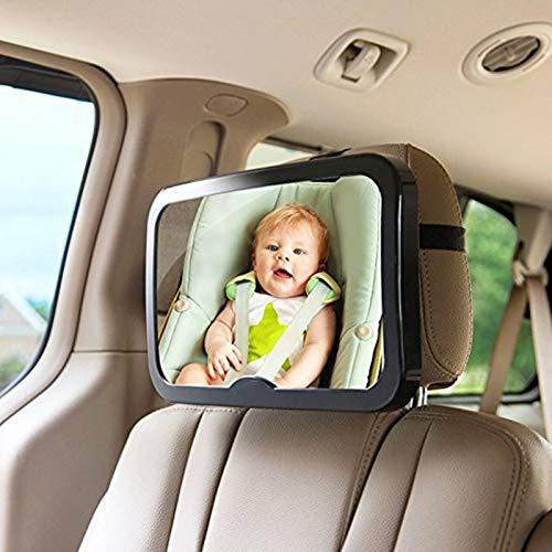 Safe-O-Kid 2 Car Rear View Mirrors - Rear Facing Car Seat Large 360 Degree Rotational View Pack of 2 (Black) (Size Pack of 2)