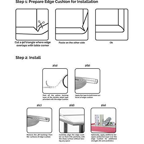 Safe-O-Kid - (Pack of 4)- Unique High Density 2 mtr Long U Shaped Edge Guard Strips - Grey (Size Pack of 4)
