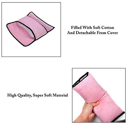 Safe-O-Kid 2 Seat Belt Mounted Pillow/Neck Support Pillow, Seat Strap Cushion for Kids, Toddlers- Pack of 2, Yellow (Size Pack of 2)