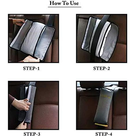 Safe-O-Kid 1 Seat Belt Mounted Pillow/Neck Support Pillow, Seat Strap Cushion for Kids, Toddlers- Pack of 1, Yellow (Size Pack of 1)