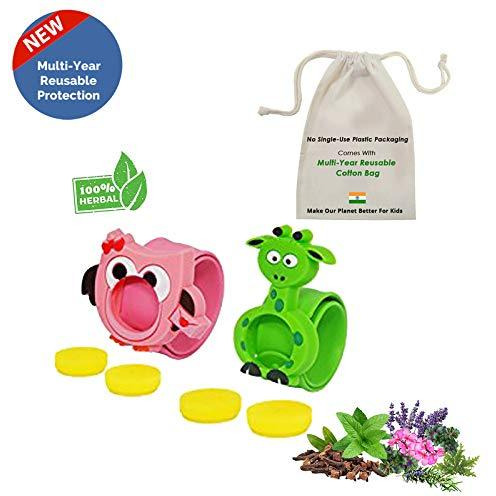 Safe-O-Kid Pack of 2GIFFY & Tweety Mosquito Repellent Band with 4 Refills and 6 Free Anti Mosquito Patches (Size Pack of 2)