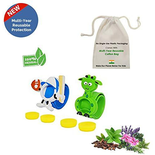 Safe-O-Kid - Natural (6 Plants extracts) Mosquito Repellent Bands (Pack of 2) with 4 Refills and 6 Free Anti Mosquito Patches (Size Pack of 2)