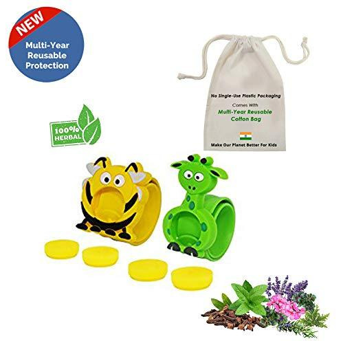 Safe-O-Kid - Best AYURVEDIC Mosquito Repellent Bands (Pack of 2) with 4 Refills and 6 Free Anti Mosquito Patches (Size Pack of 2)
