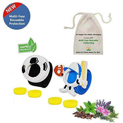 Best Herbal Pack of 2BASEBALL & Football Mosquito Repellent Band with 4 Refills and 6 Free Anti Mosquito Patches (Size Pack of 2)