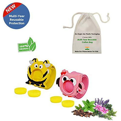 Safe-O-Kid -(Pack of 2) - Best Herbal Mosquito Repellent Bands with 4 Refills and 6 Free Anti Mosquito Patches (Size Pack of 2)