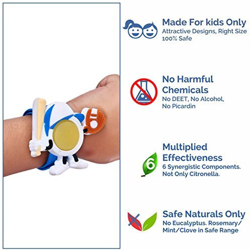 Safe-O-Kid Pack of 2BASEBALL & Madhu Mosquito Repellent Band with 4 Refills and 6 Free Anti Mosquito Patches (Size Pack of 2)