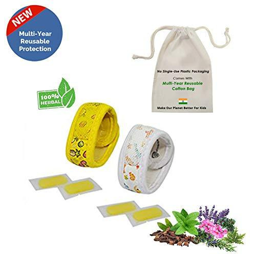 Safe-O-Kid Pack of 2 Fruit & Aqua Theme Mosquito Repellent Band with 4 Refills and 6 Anti Mosquito Patches (Size Pack of 2)
