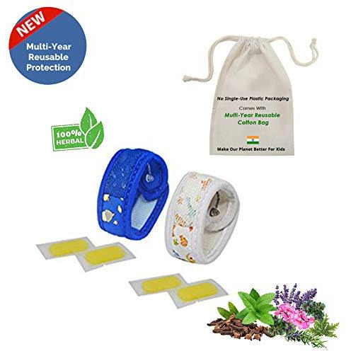 Safe-O-Kid Pack of 2 SUGARTOWN & Aqua Theme Mosquito Repellent Band with 4 Refills and 6 Anti Mosquito Patches (Size Pack of 2)
