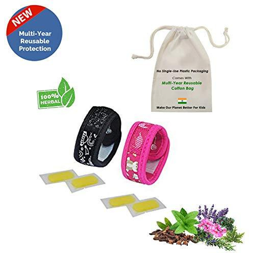 Safe-O-Kid Pack of 2 Space & Jungle Theme Mosquito Repellent Band with 4 Refills and 6 Anti Mosquito Patches- Highly Effective Bands by SafeOMos (Size Pack of 2)