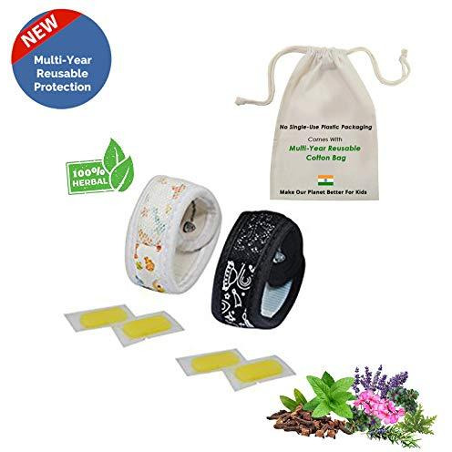 Safe-O-Kid Pack of 2 Aqua & Space Theme Mosquito Repellent Band with 4 Refills and 6 Anti Mosquito Patches (Size Pack of 2)