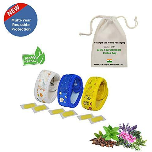 Safe-O-Kid Pack of 3 Fruit & SUGARTOWN & Aqua Theme Mosquito Repellent Band with 6 Refills and 6 Anti Mosquito Patches- Highly Effective Bands by SafeOMos (Size Pack of 3)