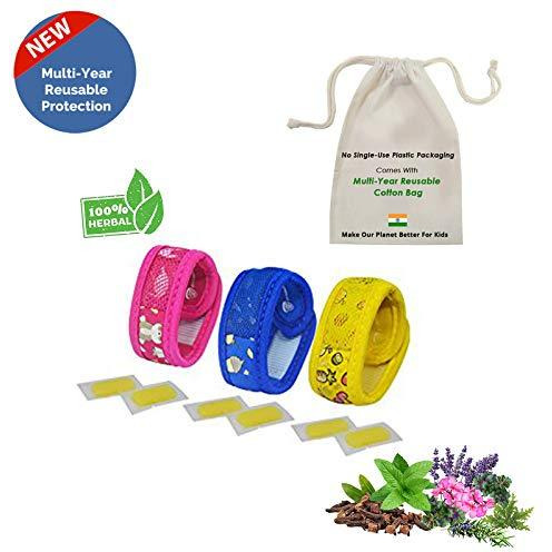 Safe-O-Kid Pack of 3 Fruit & SUGARTOWN & Jungle Theme Mosquito Repellent Band with 6 Refills and 6 Anti Mosquito Patches- Highly Effective Bands by SafeOMos (Size Pack of 3)