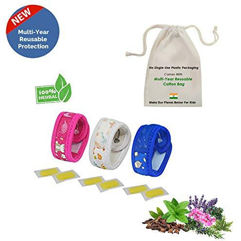 Safe-O-Kid Pack of 3 SUGARTOWN & Jungle & Aqua Theme Mosquito Repellent Band with 6 Refills and 6 Anti Mosquito Patches- Highly Effective Bands by SafeOMos (Size Pack of 3)