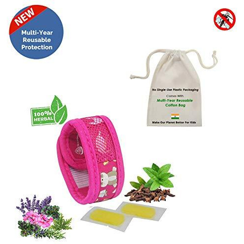 Safe-O-Kid Mosquito Repellent Band (Jungle Theme) with 2 Refills and 6 Anti Mosquito Patches- Multi Year Reusable (Size Pack of 1)