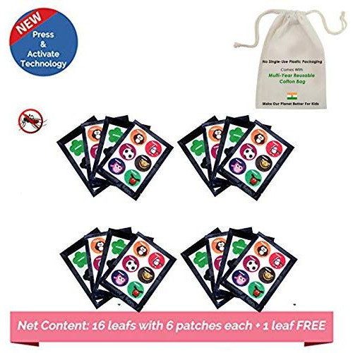 Safe-O-Kid Pack of 96(+6 Free) Assorted Shaped Mosquito Repellent Patches (Size Pack of 96 + 6)