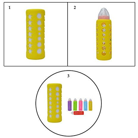 Safe-O-Kid - Pack of 4-Trendy Cover Baby Feeding Bottles, Safety for Breakable Glass Bottles- (Large)
