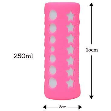 Safe-O-Kid - Pack of 4 - Silicone Baby Feeding Bottle Cover, Sleeve, Holder, Insulated Protection, All Bottle Types, Large 250 ml, Pink (Size Pack of 4)