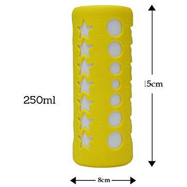 Safe-O-Kid Silicone Baby Feeding Bottle Cover, Sleeve, Holder, Insulated Protection, All Bottle Types, Large 250 ml, Yellow, Pack of 2 (Size 250 ml - Pack of 2)