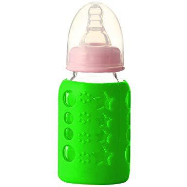 Safe-O-Kid - Pack of 4 -Silicone Baby Feeding Bottle Cover, Sleeve, Holder, Insulated Protection, All Bottle Types, Medium 120 ml, Green (Size Pack of 4)