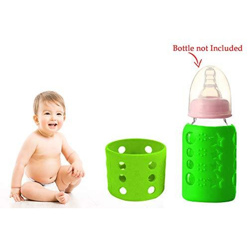 Safe-O-Kid - Pack of 2 - Silicone Baby Feeding Bottle Cover, Sleeve, Holder, Insulated Protection, All Bottle Types, S-Size 60 ml, Green (Size Pack of 2)