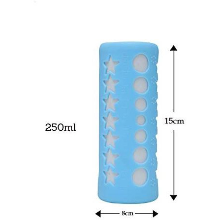 Safe-O-Kid - Pack of 2 - Silicone Baby Feeding Bottle Cover, Sleeve, Holder, Insulated Protection, All Bottle Types, Large 250 ml- Blue (Size Pack of 2)