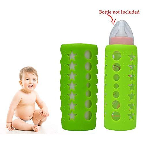Safe-O-Kid - Pack of 2 - Silicone Baby Feeding Bottle Cover, Sleeve, Holder, Insulated Protection, All Bottle Types, Large 250 ml- Green (Size Pack of 2)