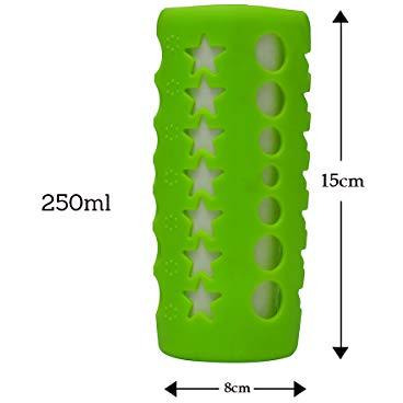 Safe-O-Kid - Pack of 2 - Silicone Baby Feeding Bottle Cover, Sleeve, Holder, Insulated Protection, All Bottle Types, Large 250 ml- Green (Size Pack of 2)