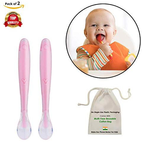 Safe-O-Kid 2 Soft Silicone Tip Spoons, Pink (Size Pack of 2)