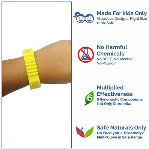 Safe-O-Kid Pack of 1Yellow Colour Triple Protection Mosquito Repellent Band with 6 Refills and 6 Anti Mosquito Patches- Highly Effective Patches by Safe-O-Mos