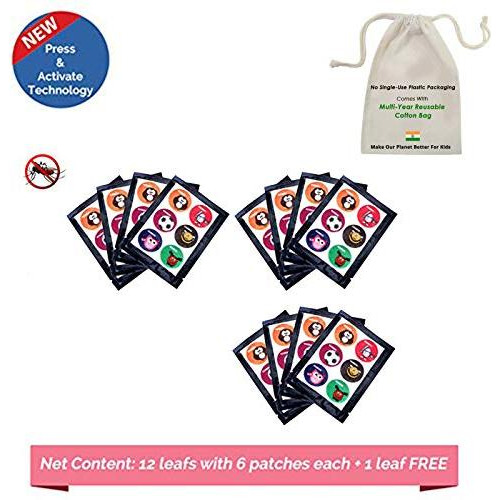 Safe-O-Kid Pack of 72 (+6 Free) Assorted Sport & Animal Mosquito Repellent Patches (Size Pack of 72 + 6)