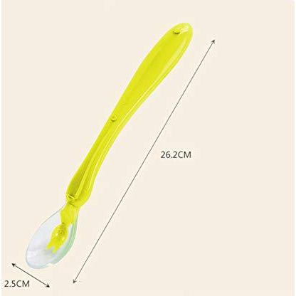 Safe-O-Kid - Pack of 2 - Soft Silicone Tip Spoons 2 Sets Box (4 Spoons), Yellow & Green (Size Pack of 2)