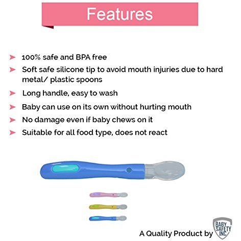 Safe-O-Kid - Pack of 8-Extra Safe Silicone Spoon for Fussy Little Eaters