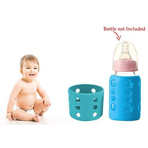 Safe-O-Kid - Pack of 2 - Silicone Baby Feeding Bottle Cover, Sleeve, Holder, Insulated Protection, All Bottle Types, Small 60 ml, Blue (Size Pack of 2)
