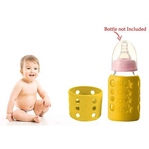Safe-O-Kid - Pack of 1 - Silicone Baby Feeding Bottle Cover, Sleeve, Holder, Insulated Protection, All Bottle Types, Small 60 ml, Yellow (Size Pack of 1)