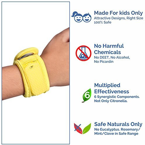 Safe-O-Kid Reusable Mosquito Repellent Band with 2 Refills and 6 Anti Mosquito Patches- Highly Effective (Yellow) (Size Pack of 1)