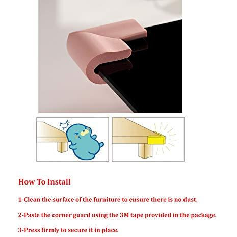 Safe-O-Kid 4 Corner Guards/Cushions, U-Shaped, Large Size - Extra Thick, Pack of 4, Beige