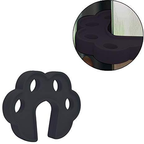 Safe-O-Kid- Pack of 2 Fit All Sleek Design Strong Silicone Door Stopper- Black (Size Pack of 2)