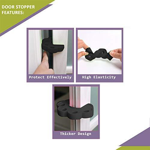 Safe-O-Kid- Pack of 2 Fit All Sleek Design Strong Silicone Door Stopper- Black (Size Pack of 2)