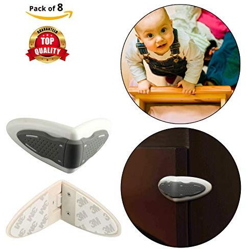 Safe-O-Kid - (Pack of 8) - High Quality, Durable, Elegant 100% Kid Safe Drawer Lock (Size Pack of 8)