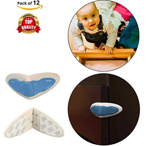Safe-O-Kid - 12 - High Quality, Durable, Elegant 100% Kid Safe Drawer Lock- Blue (Size Pack of 12)