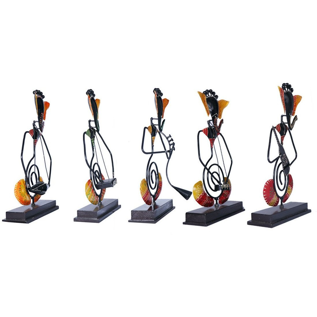 CraftedIndia Antique Ganesha Musician Showpiece Set of 5