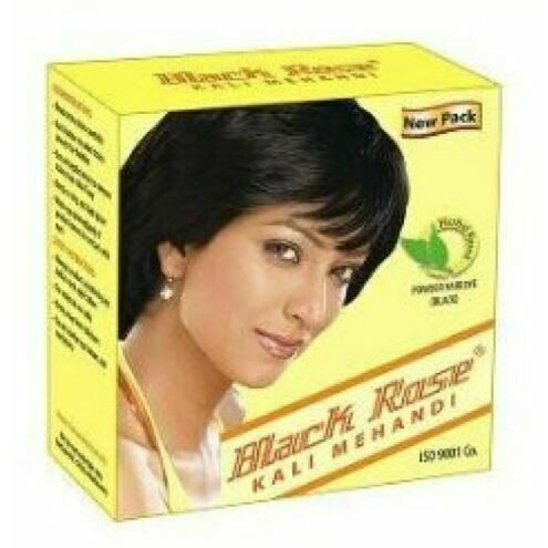 Black Rose Kali Mehandi Black Powder Hair Dye 5 Sachets - 50 Gm (1.76 Oz)