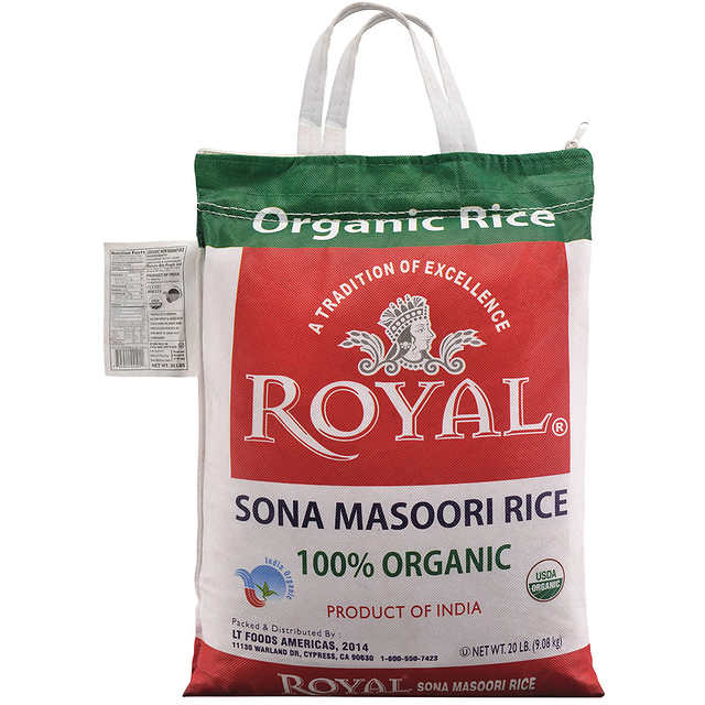 Case of 1 - Royal Organic Sona Masoori Rice - 20 Lb